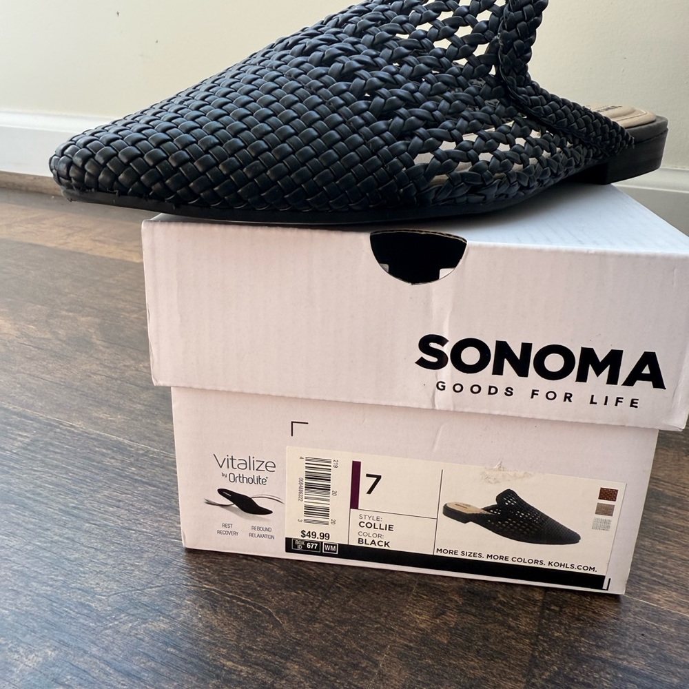 Sonoma Black Woven Mules